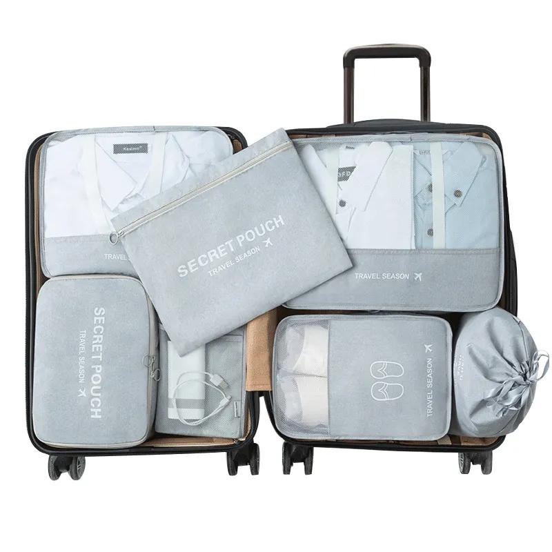 디지털 데이터 케이블 정리 가방, 여행용 보관 가방, 가정용 지퍼, 의류, 신발, 짐 포장 큐브, 여행 가방, 깔끔한 파우치, 세트당 7 개